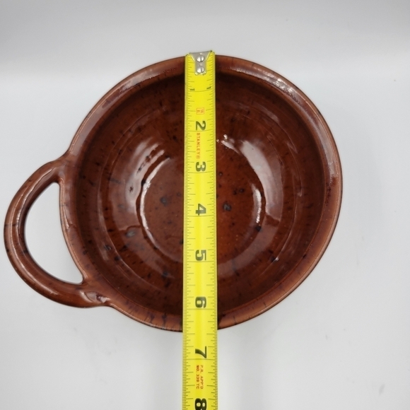 Vintage Redware Pottery Bowl with Brown Glaze & Handle - Picture 6 of 6
